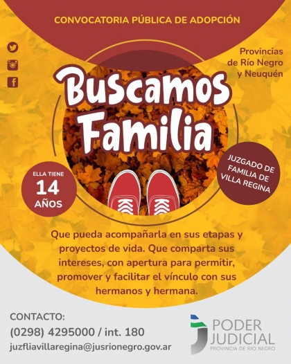 Villa Regina: se convoca a familias que deseen adoptar a una adolescente de 14 a&ntilde;os