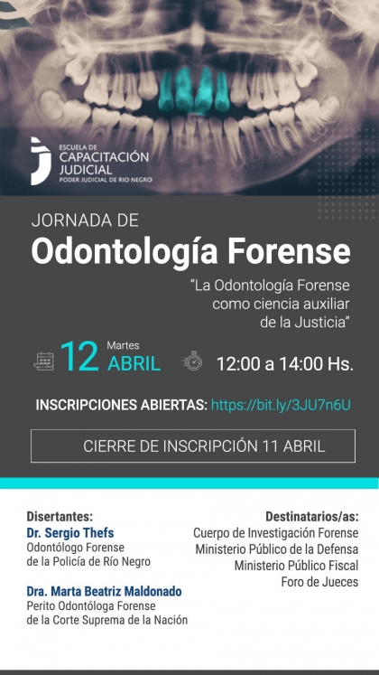 Jornada virtual sobre odontolog&iacute;a aplicada a la investigaci&oacute;n judicial